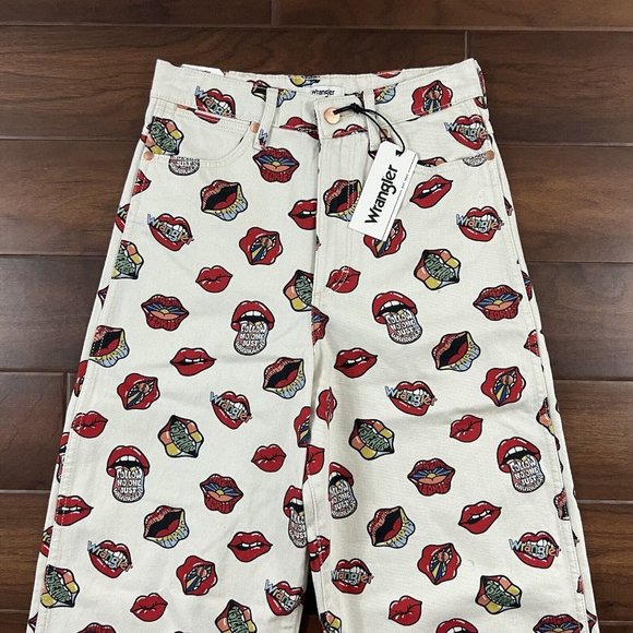 Wrangler Size 27 Read My Lips Rolling Stones Barrel 652‎ Denim Jeans RARE - Picture 2 of 10